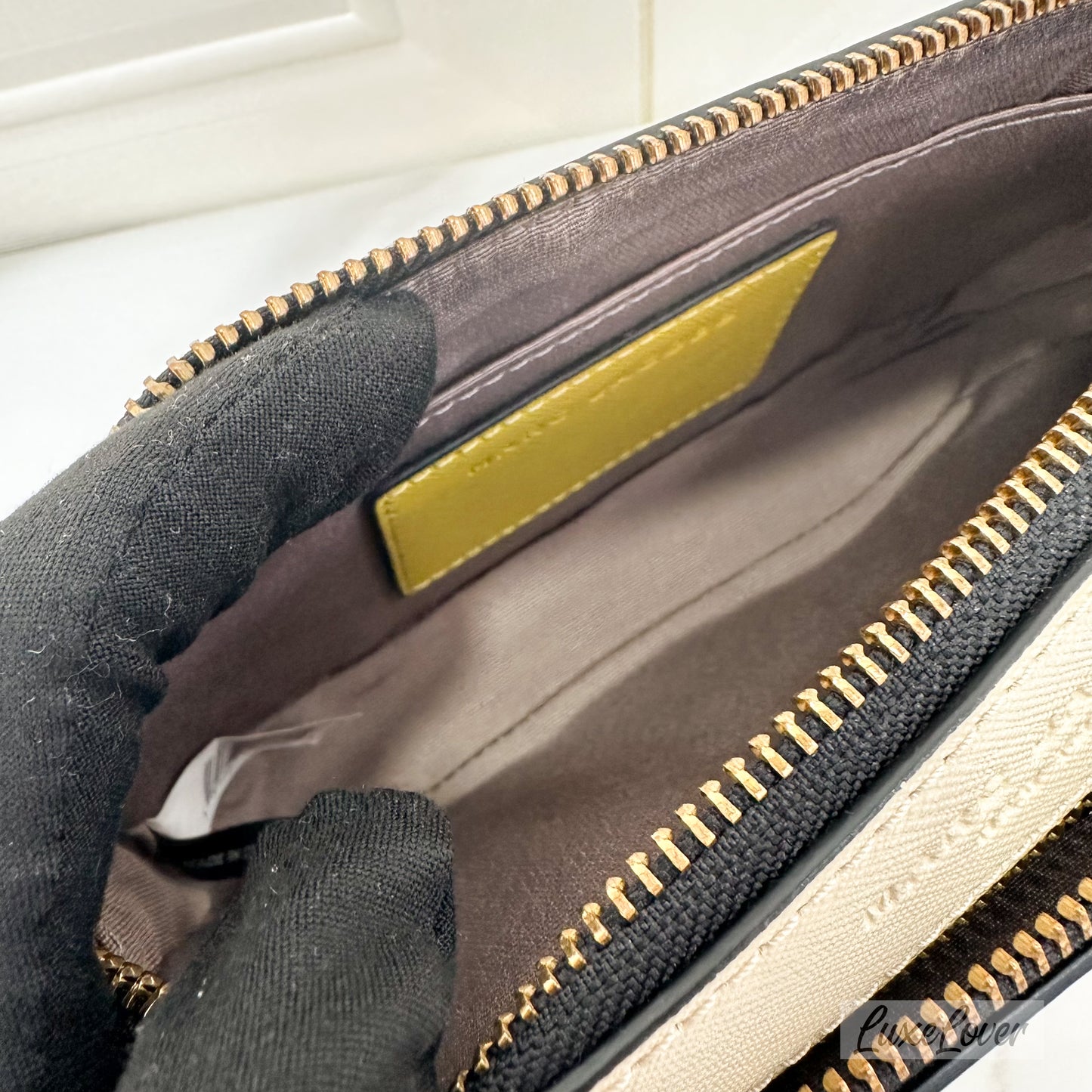 Marc Jacob The Snapshot Crossbody Bag in Yellow & Cream Saffiano Leather and GHW with Canvas Strap