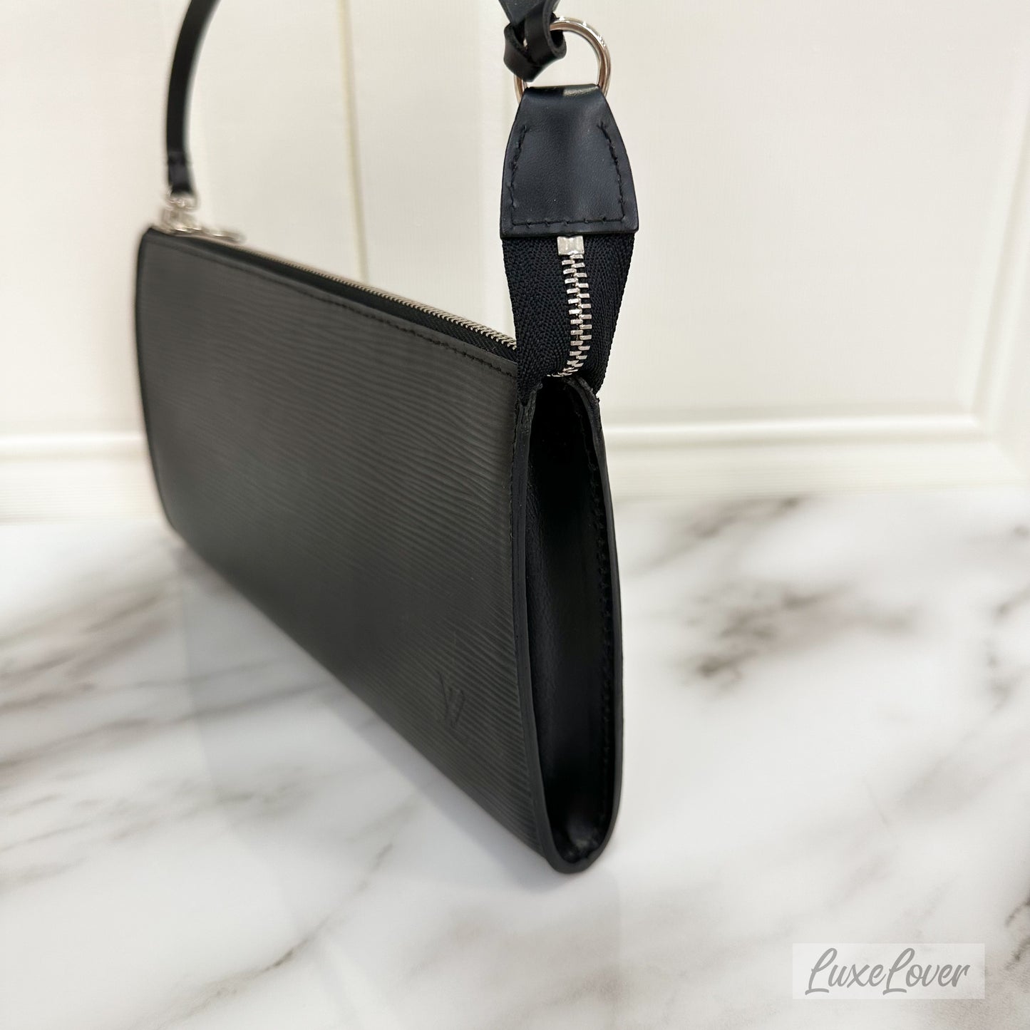 LV Black Epi Leather Pochette SHW