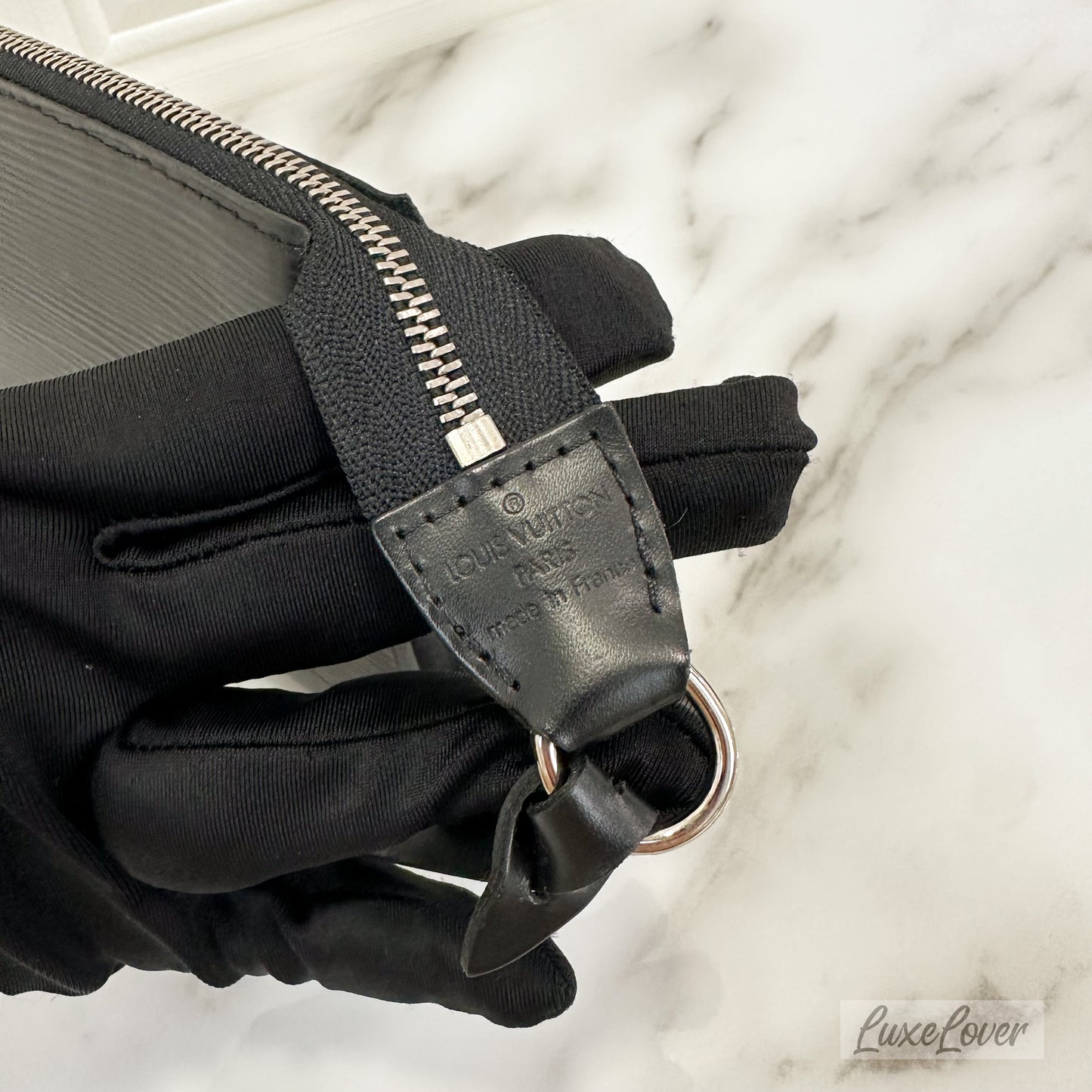 LV Black Epi Leather Pochette SHW
