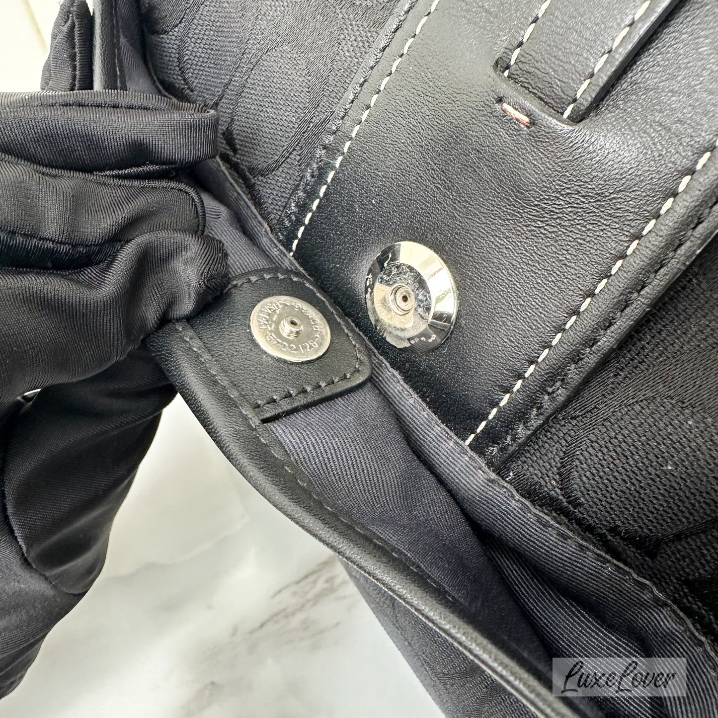 Coach Black Hobo Bag in Black Signature Canvas, Black Leather and SHW