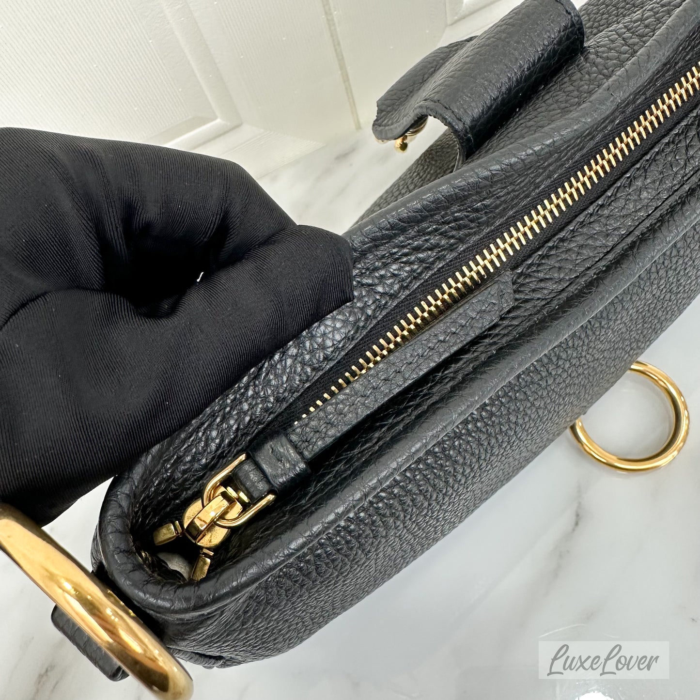 Miu Miu Shoulder Bag in Black Grained Calf Leather GHW