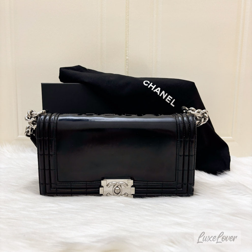 Chanel Medium Boy in Black Shiny Calfskin and SHW