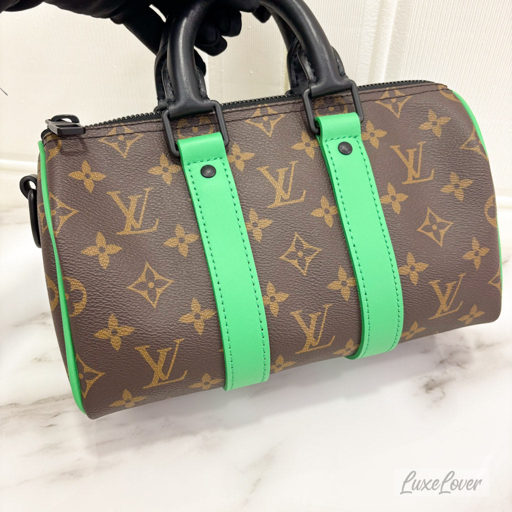 (PayNow: $1950) LV Macassar Keepall 25 in Monogram Canvas and Black HW