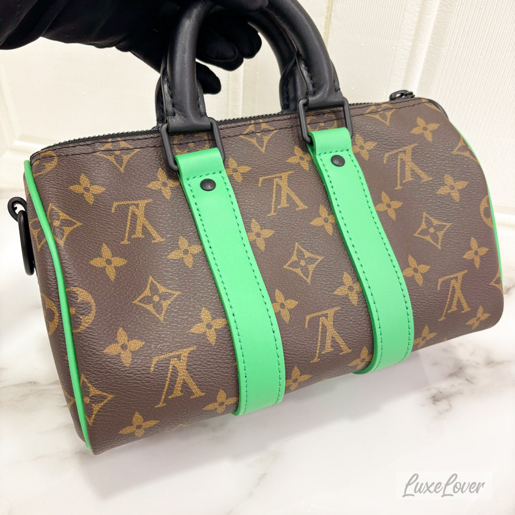 (PayNow: $1950) LV Macassar Keepall 25 in Monogram Canvas and Black HW