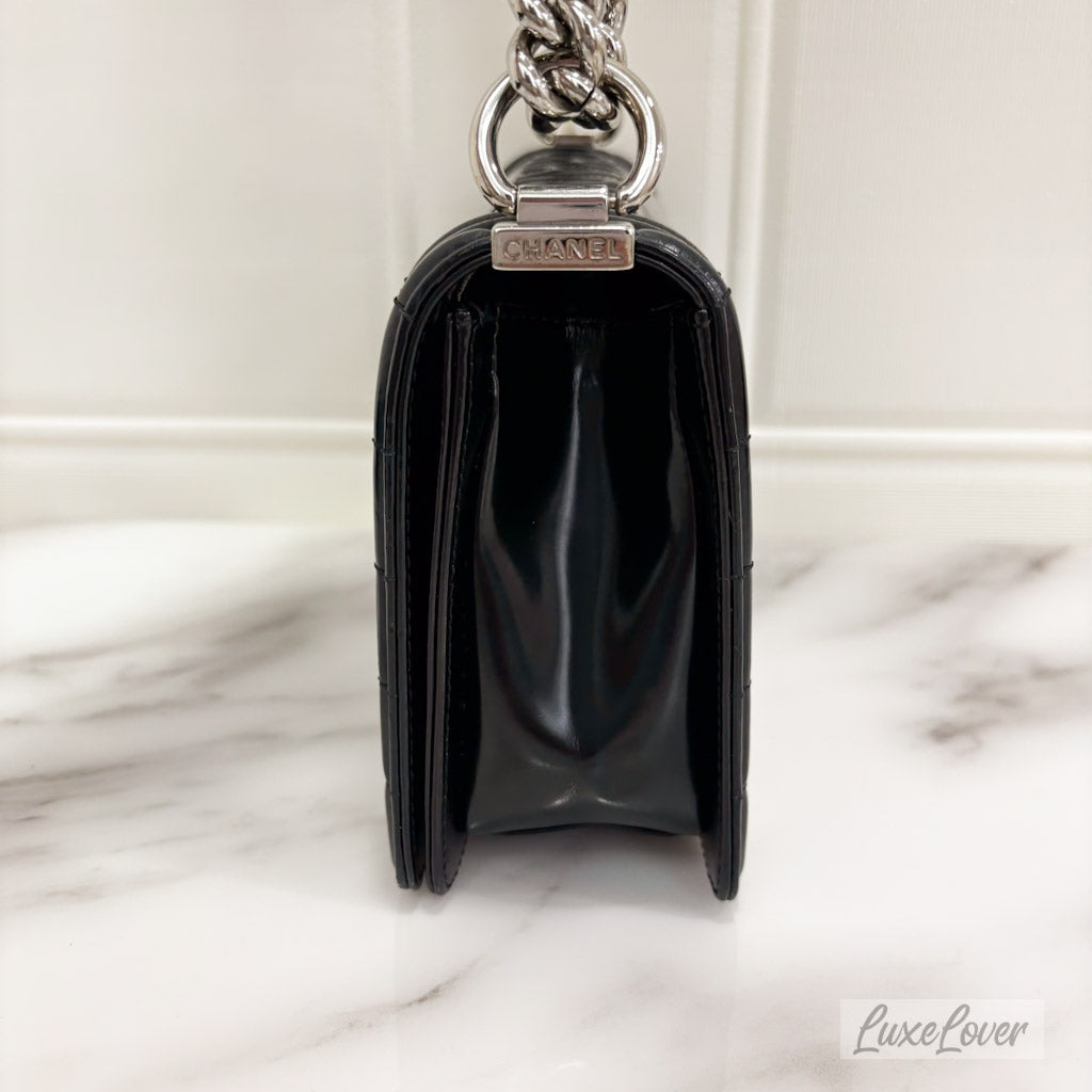 Chanel Medium Boy in Black Shiny Calfskin and SHW