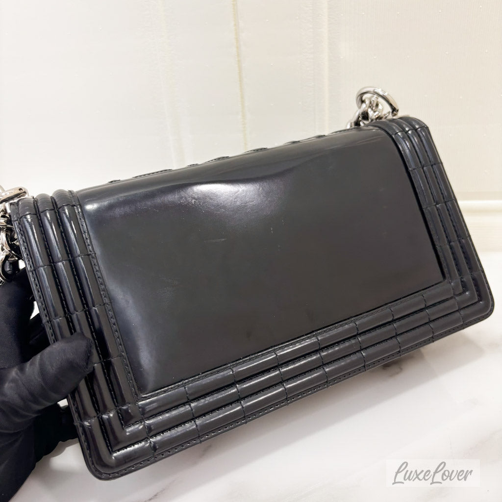 Chanel Medium Boy in Black Shiny Calfskin and SHW