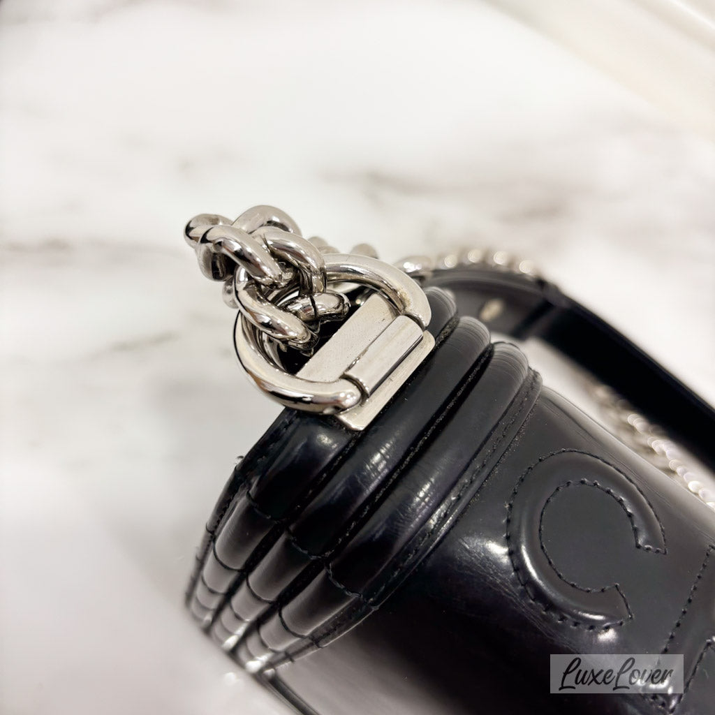 Chanel Medium Boy in Black Shiny Calfskin and SHW