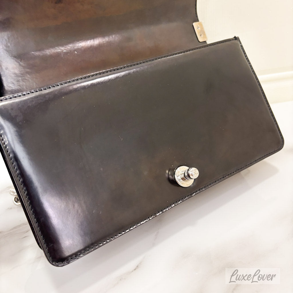Chanel Medium Boy in Black Shiny Calfskin and SHW