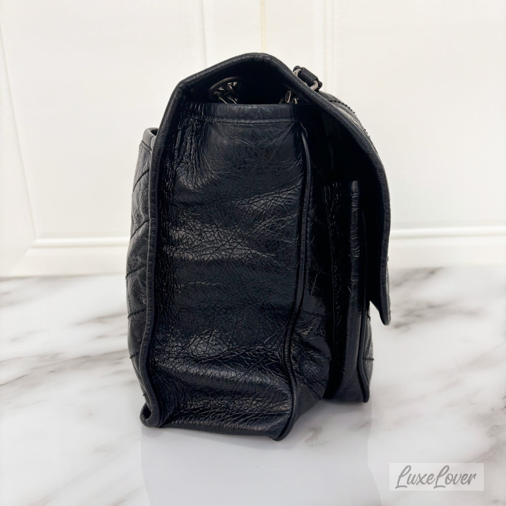 (PayNow $1050) Saint Laurent YSL Large Niki in Black Distressed Calfskin RHW