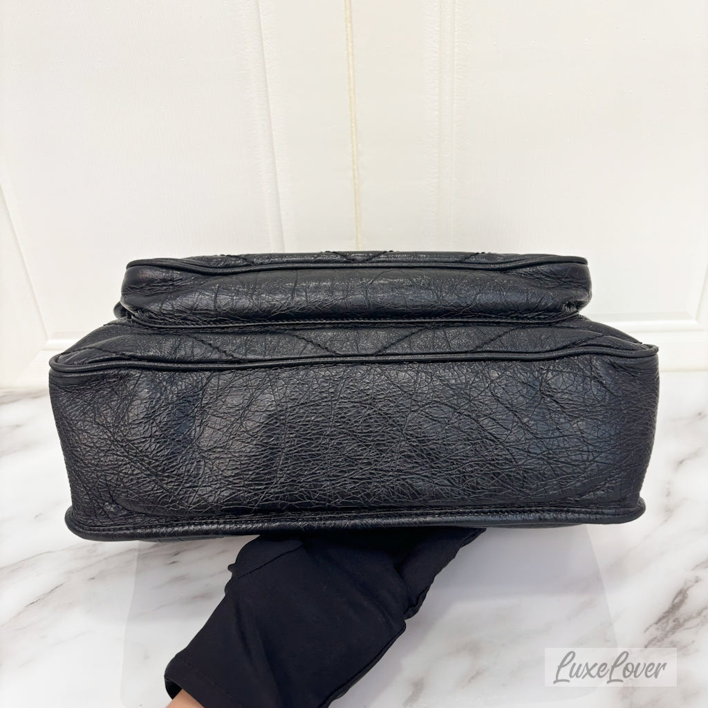 (PayNow $1050) Saint Laurent YSL Large Niki in Black Distressed Calfskin RHW