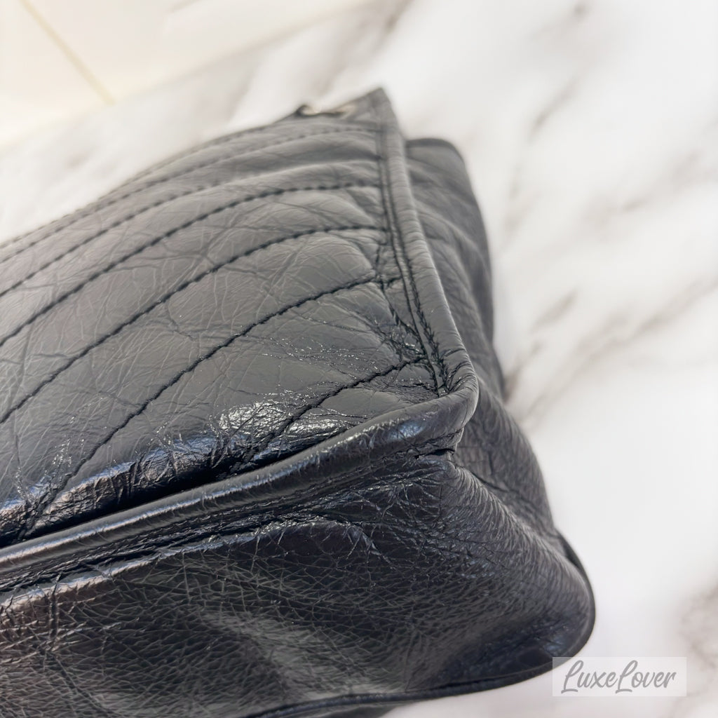 (PayNow $1050) Saint Laurent YSL Large Niki in Black Distressed Calfskin RHW