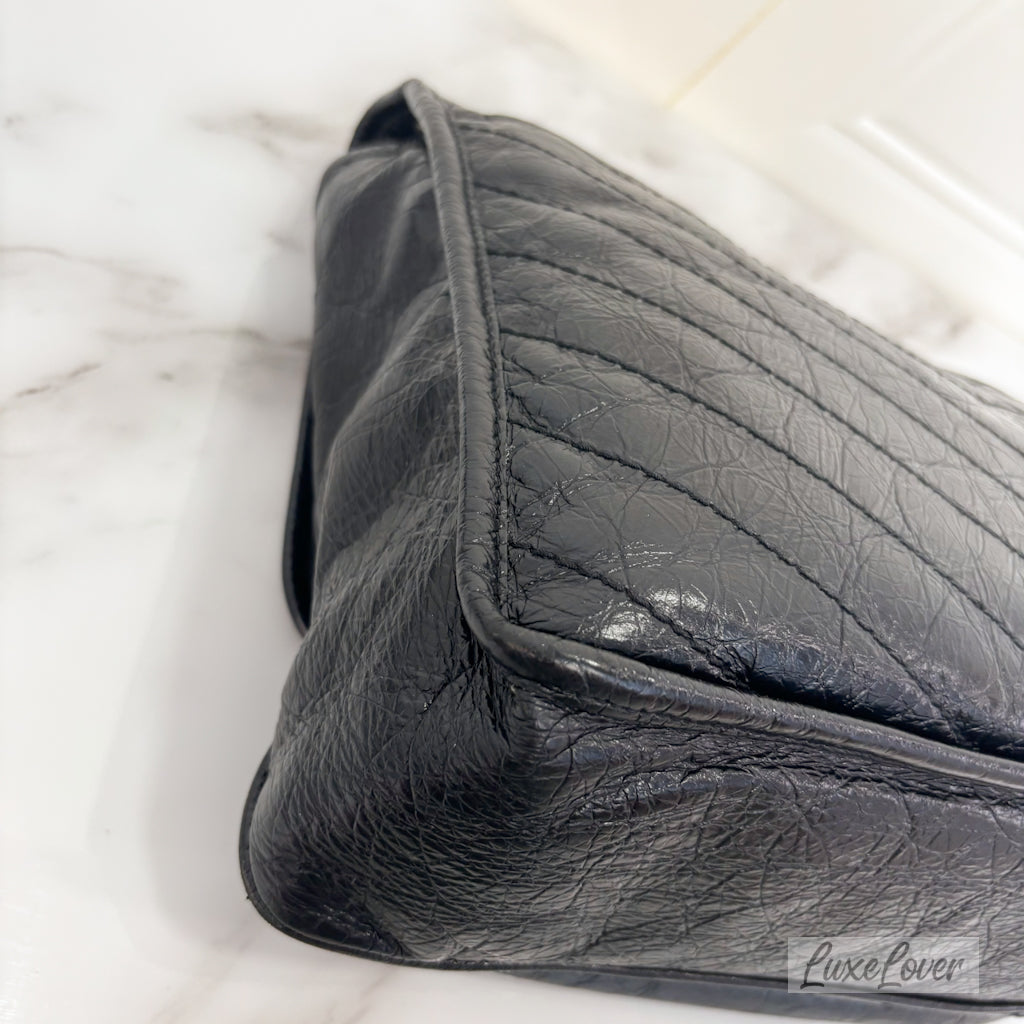 (PayNow $1050) Saint Laurent YSL Large Niki in Black Distressed Calfskin RHW