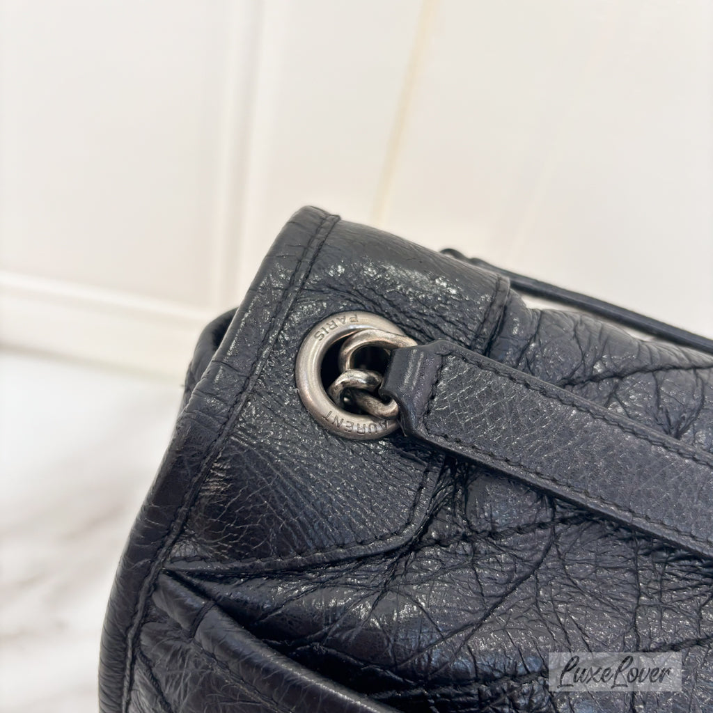 (PayNow $1050) Saint Laurent YSL Large Niki in Black Distressed Calfskin RHW