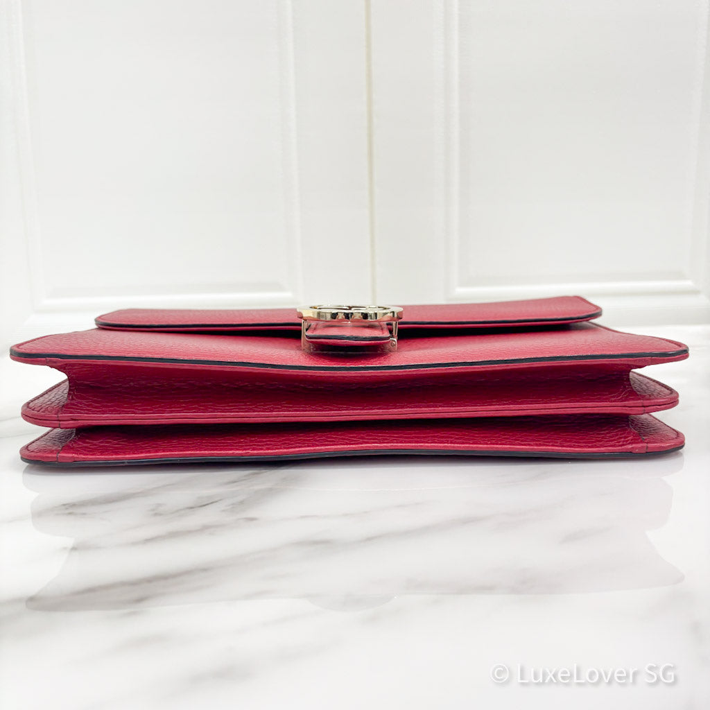Gucci Interlocking G Shoulder Bag in Red Calfskin GHW