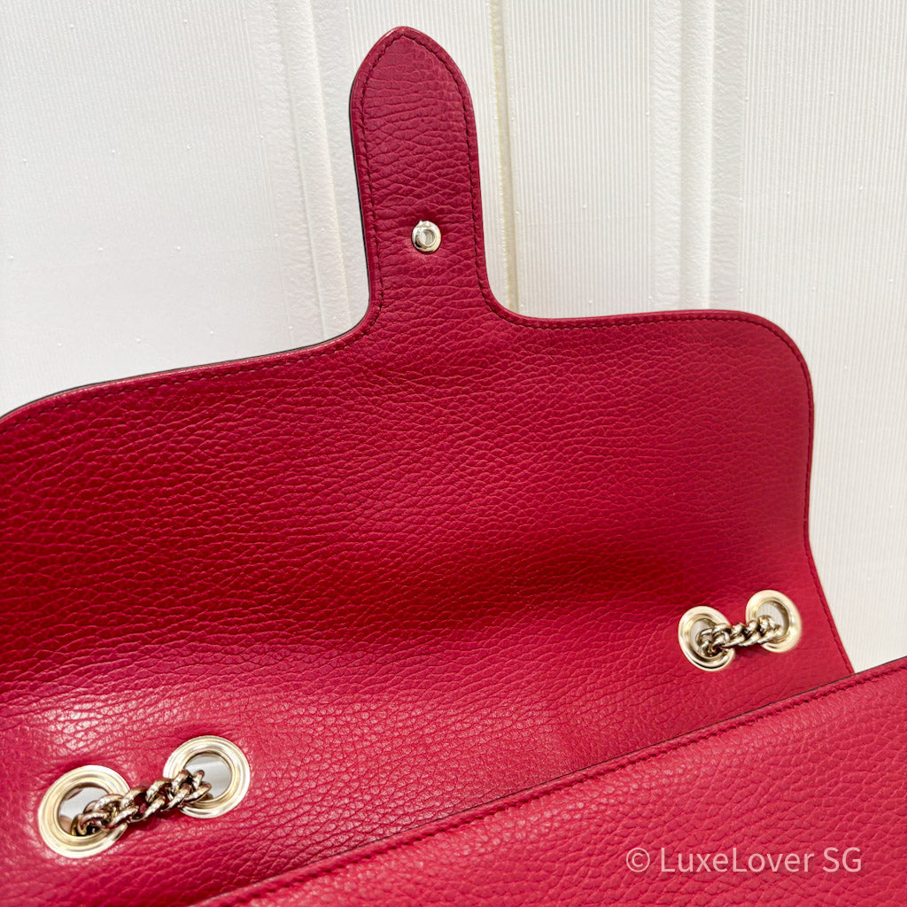 Gucci Interlocking G Shoulder Bag in Red Calfskin GHW