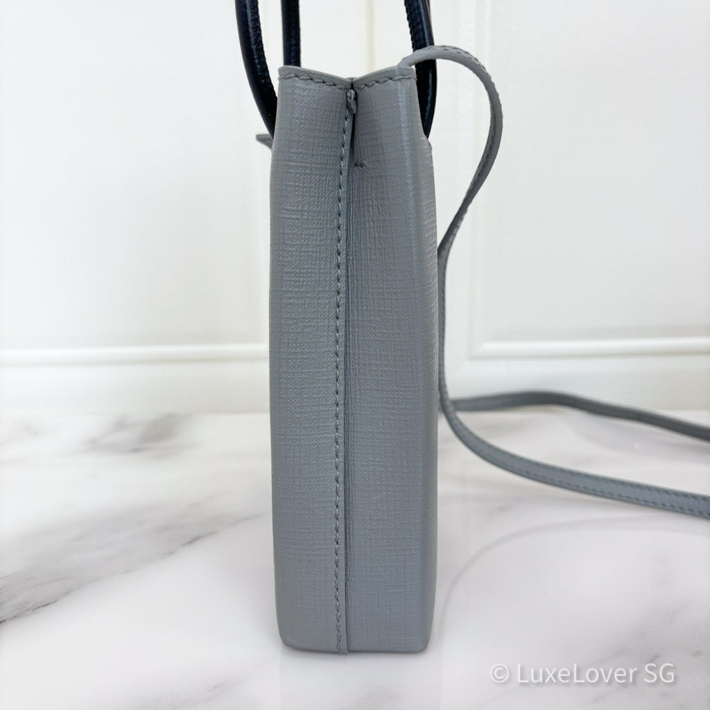 Balenciaga Mini Shopping Bag in Grey Leather and SHW