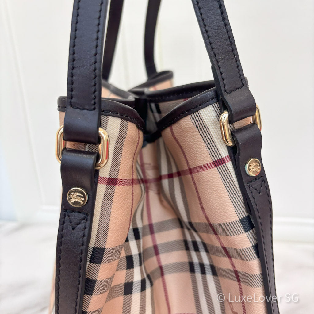 Burberry Haymarket Medium Canterbury Tote with Pouch Nova Check Coated Canvas