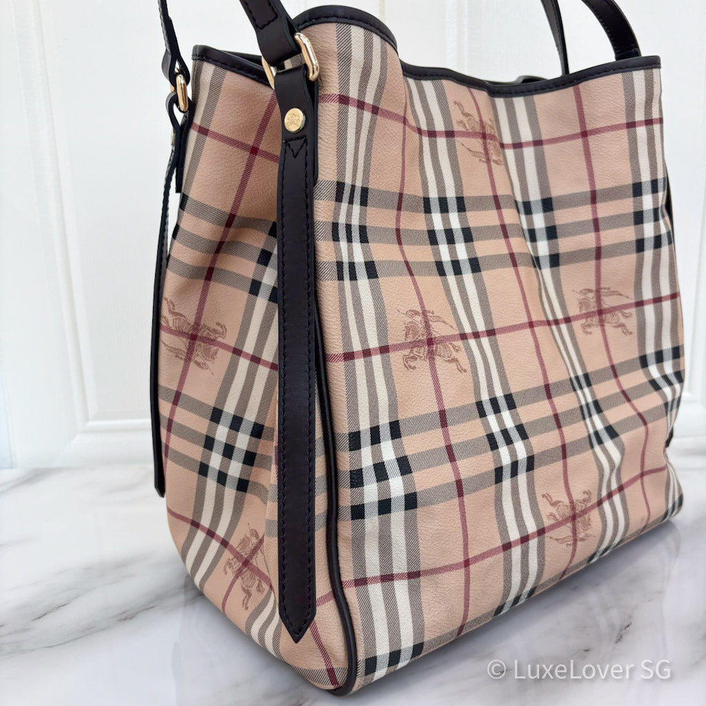 Burberry Haymarket Medium Canterbury Tote with Pouch Nova Check Coated Canvas