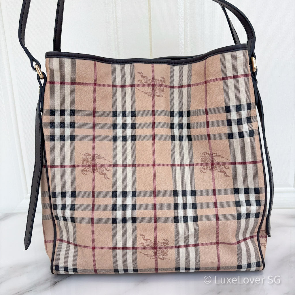 Burberry Haymarket Medium Canterbury Tote with Pouch Nova Check Coated Canvas