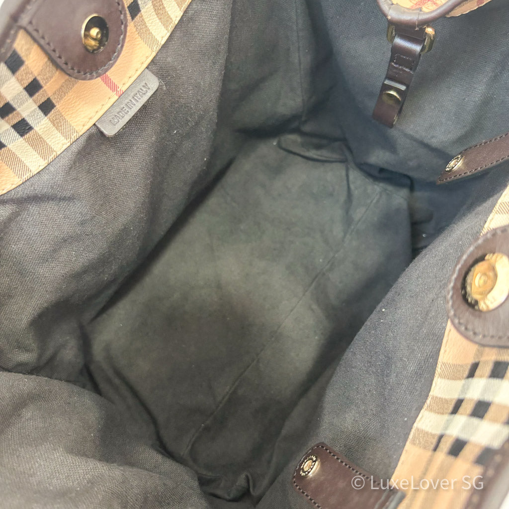 Burberry Haymarket Medium Canterbury Tote with Pouch Nova Check Coated Canvas