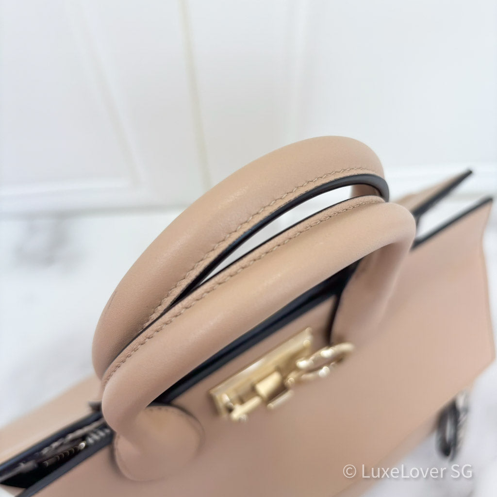 Salvatore Ferragamo Studio Bag in Almond Beige Calfskin and GHW