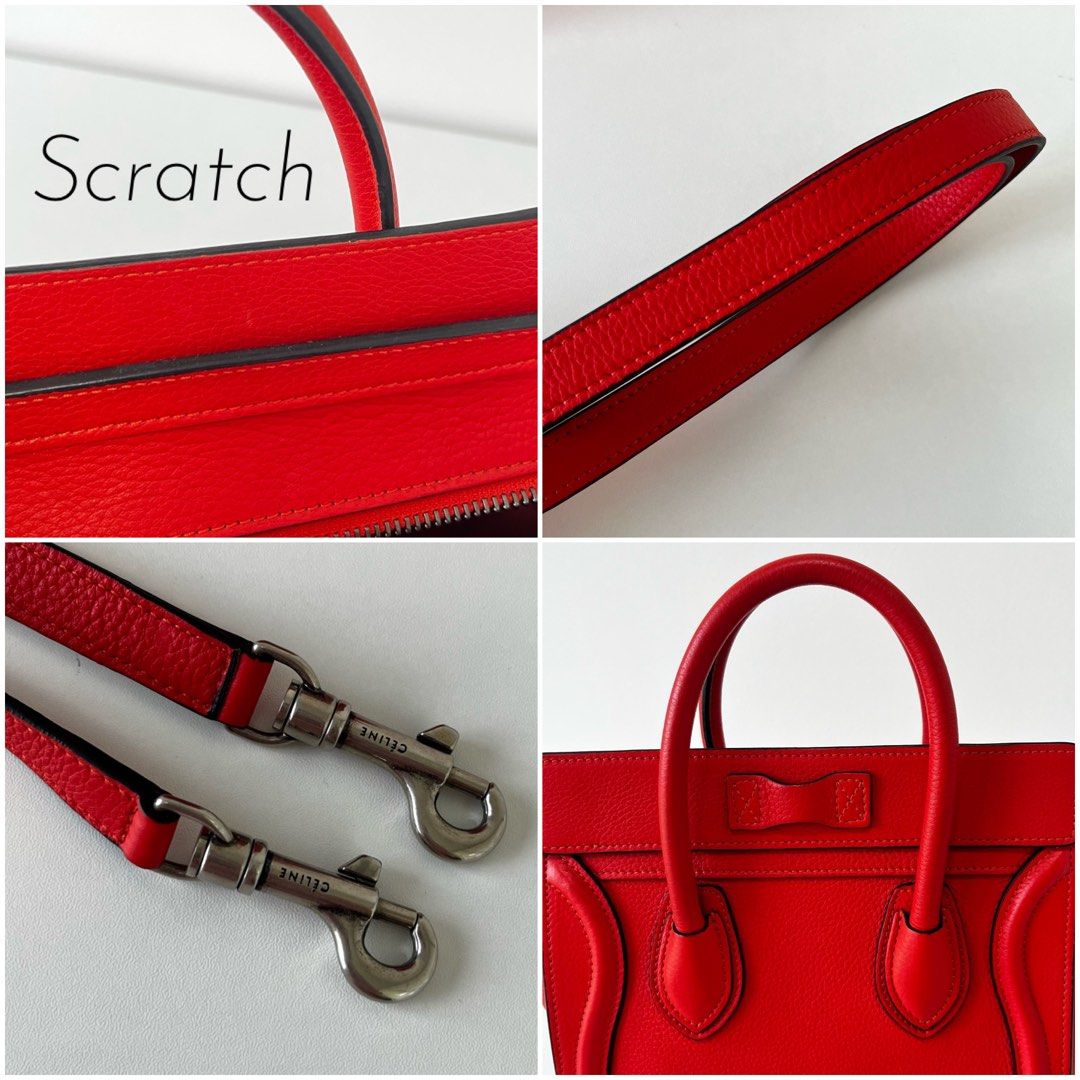 (PayNow$1290) Celine Nano Luggage Red Grained Calfskin