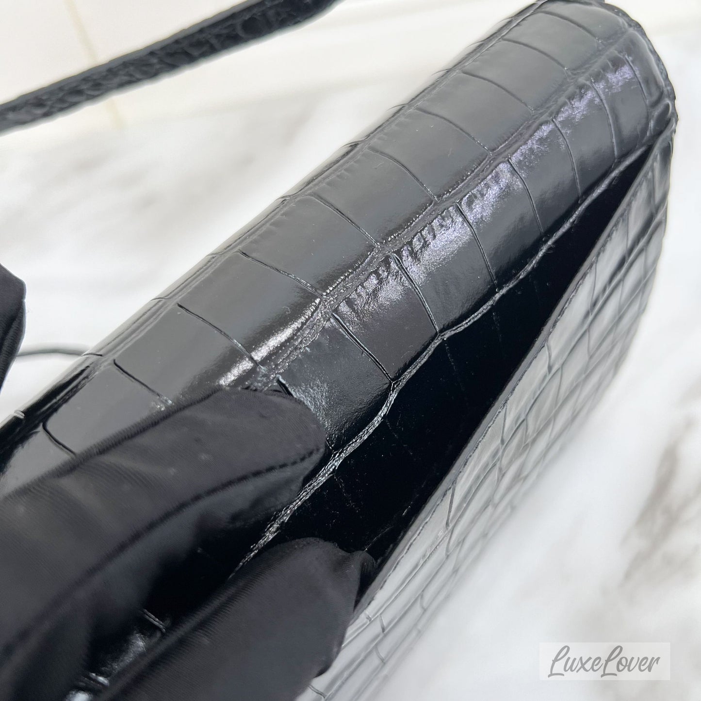 Balenciaga B. Bag in Crocodile Embossed Leather and GHW