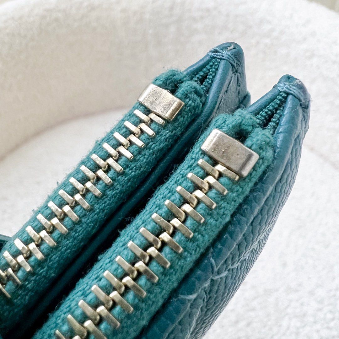 (PayNow$690) Chanel Bifold Wallet in Teal Green Caviar