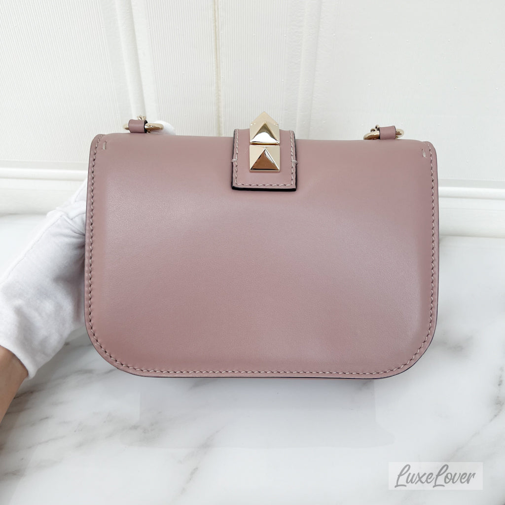 (PayNow $780) Valentino Small Rockstud Glam Bag in Nude Pink and LGHW