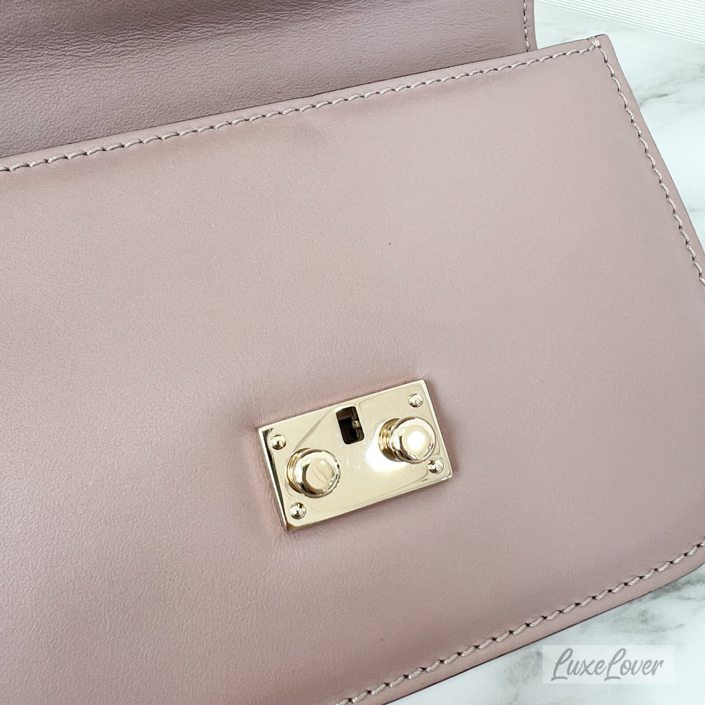 (PayNow $780) Valentino Small Rockstud Glam Bag in Nude Pink and LGHW