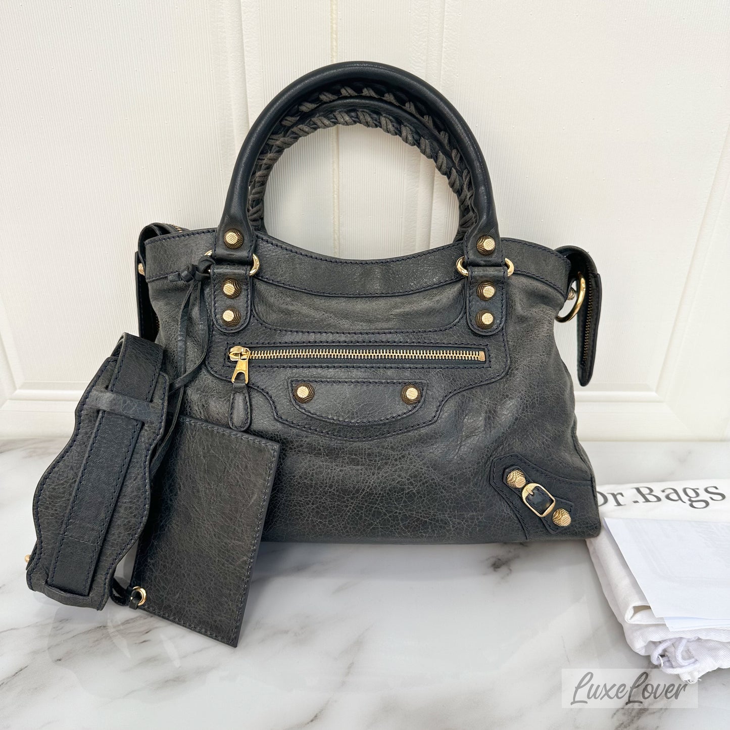 Balenciaga Bag in Grey Distressed Leather and GHW