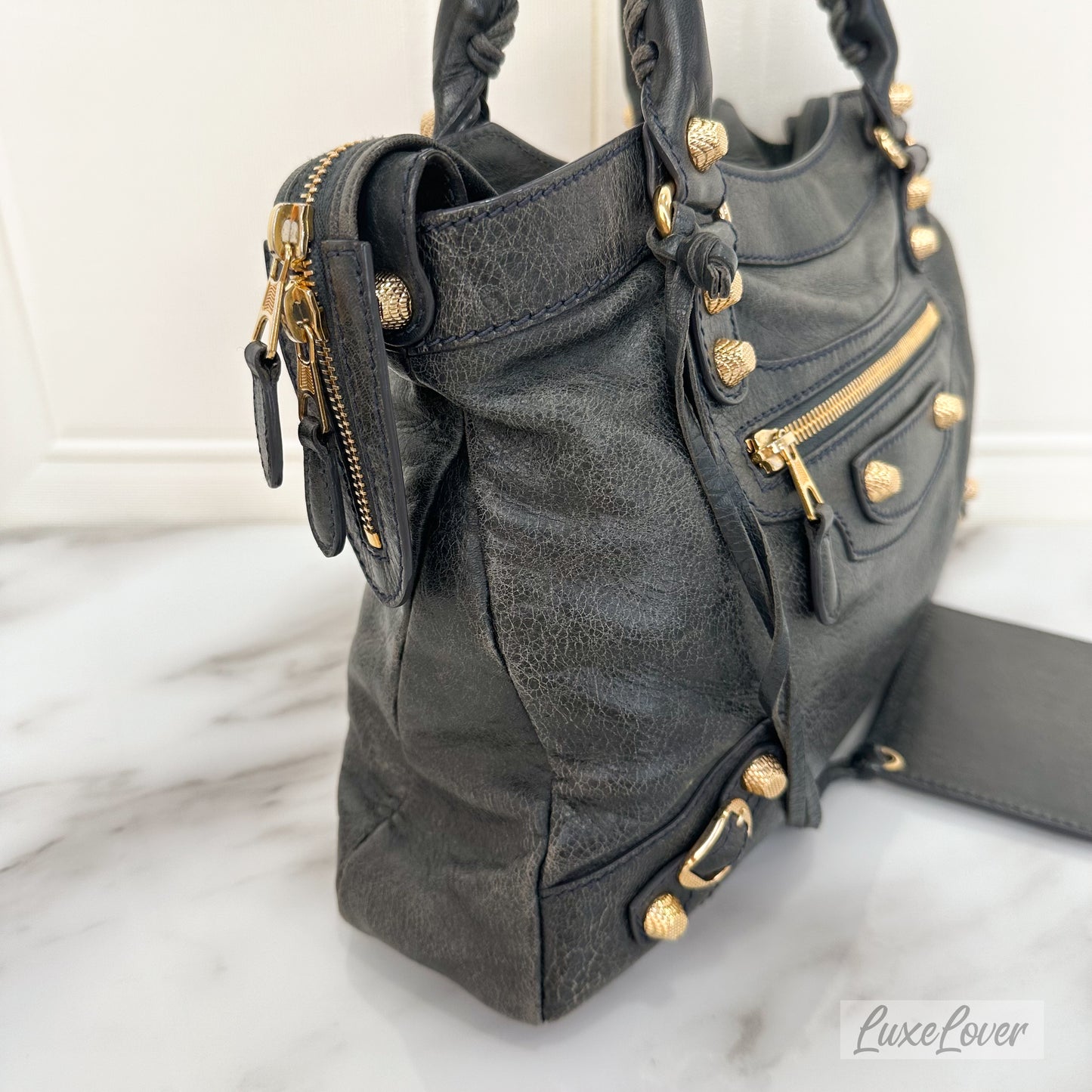 Balenciaga Bag in Grey Distressed Leather and GHW