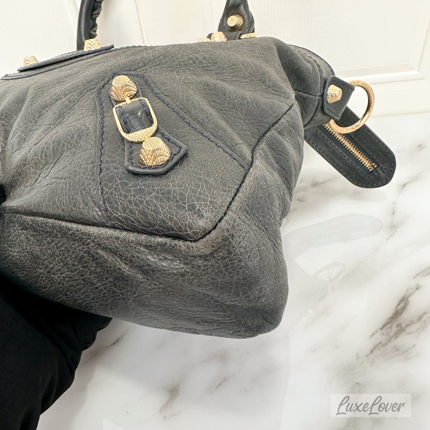 Balenciaga Bag in Grey Distressed Leather and GHW