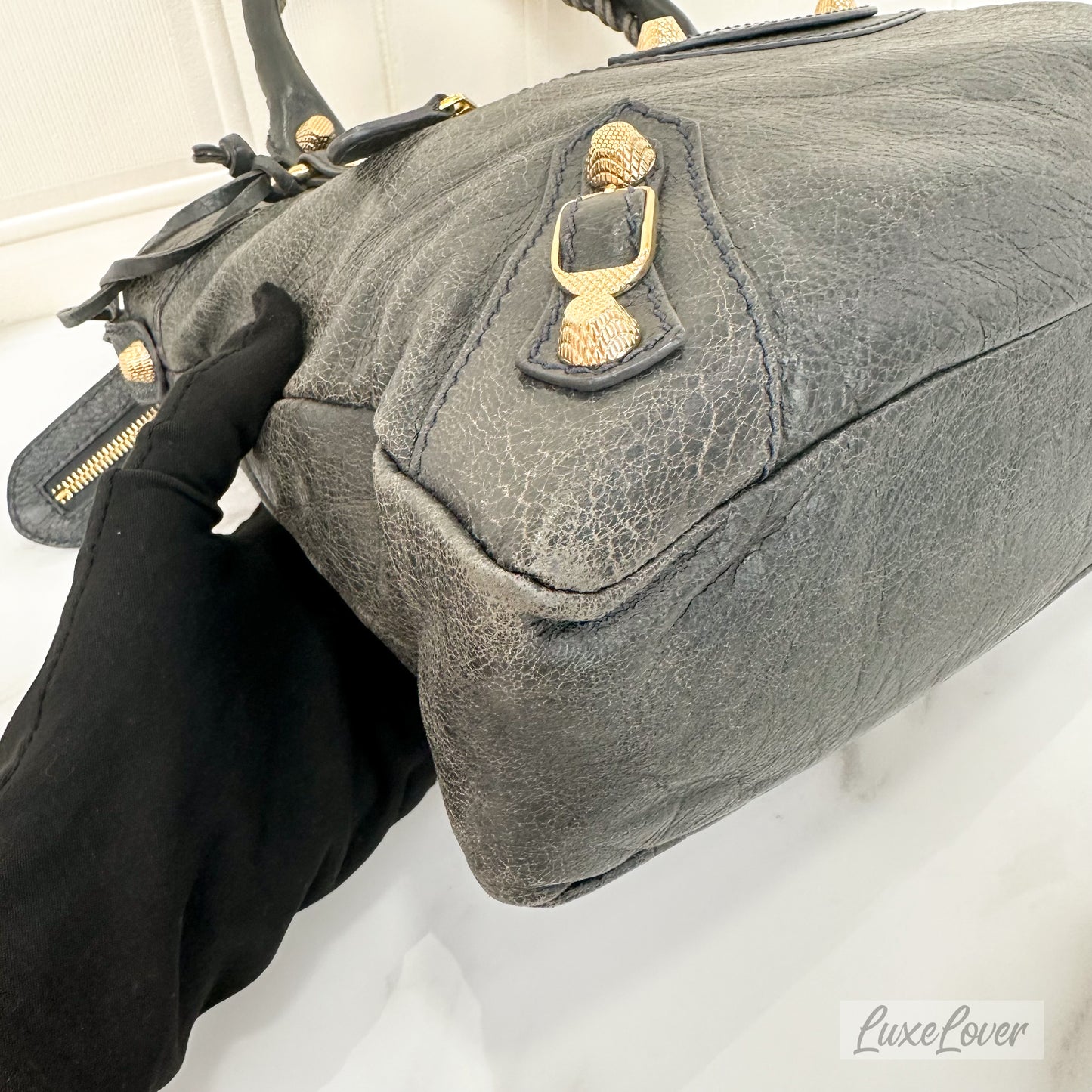 Balenciaga Bag in Grey Distressed Leather and GHW