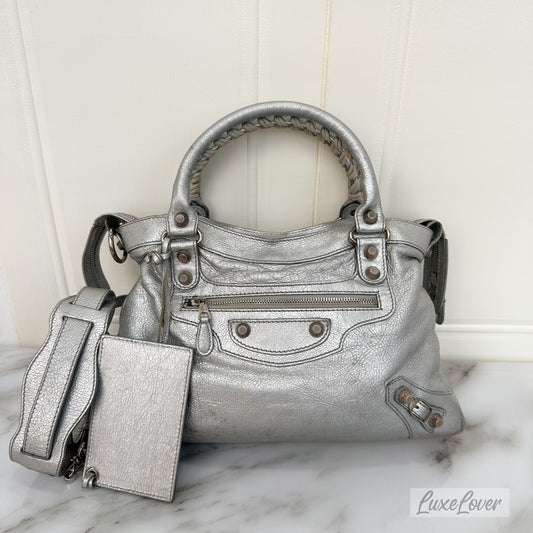 Balenciaga Bag in Silver Distressed Leather and SHW