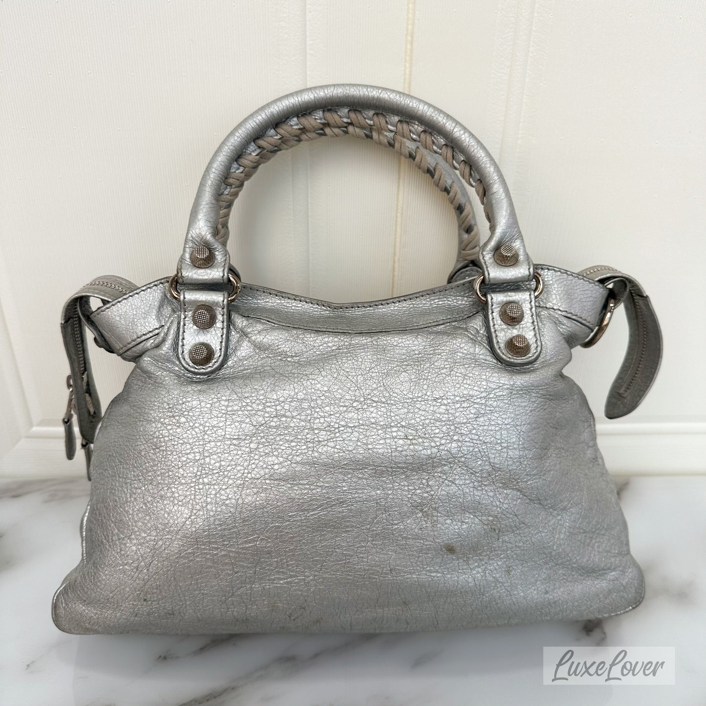 Balenciaga Bag in Silver Distressed Leather and SHW