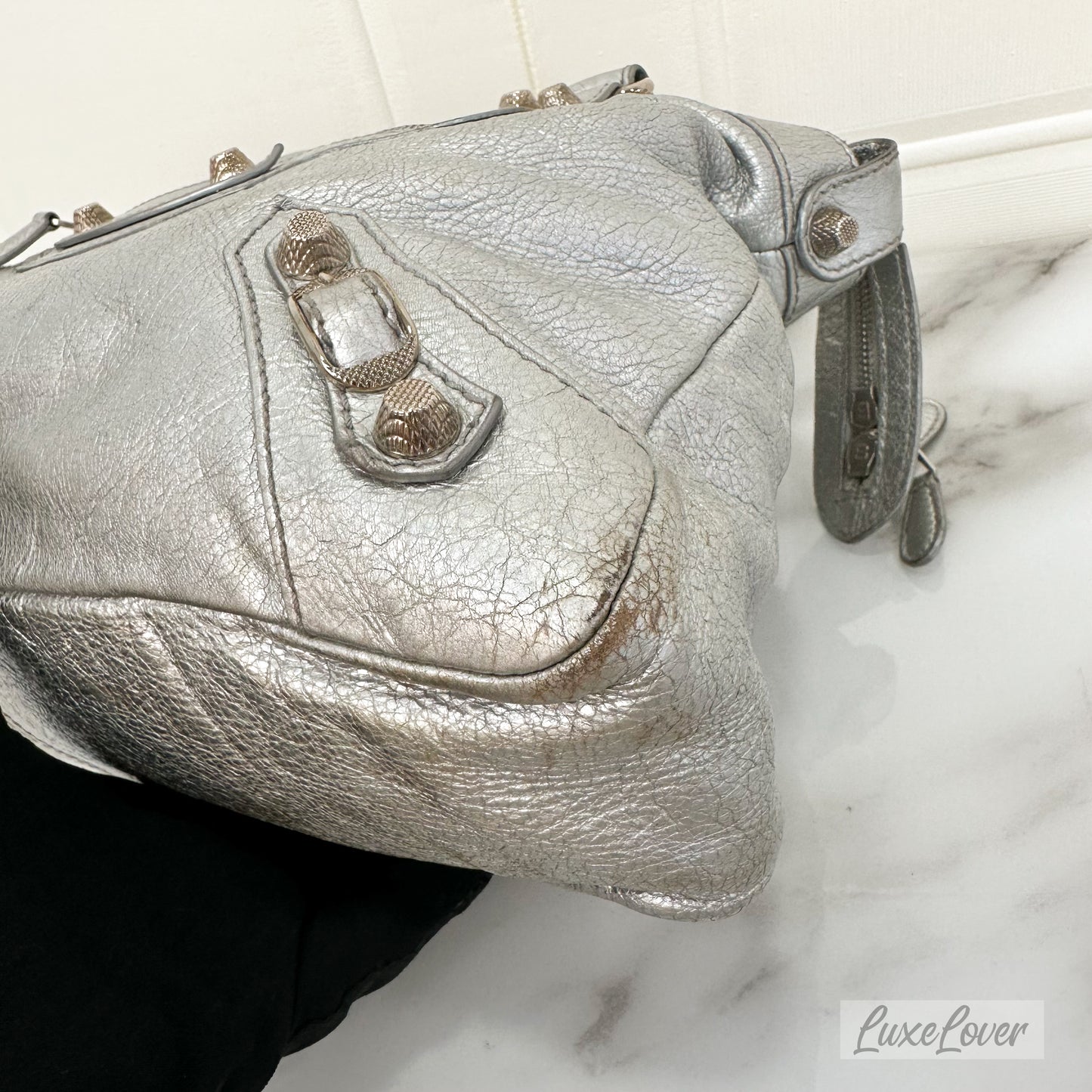 Balenciaga Bag in Silver Distressed Leather and SHW