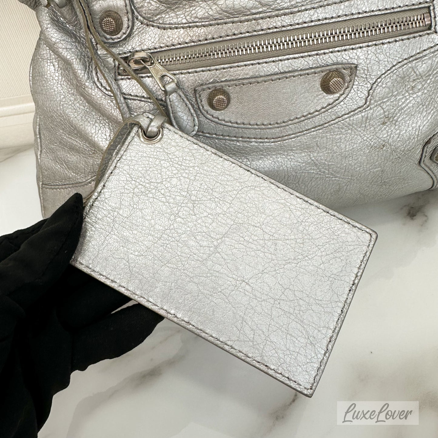 Balenciaga Bag in Silver Distressed Leather and SHW