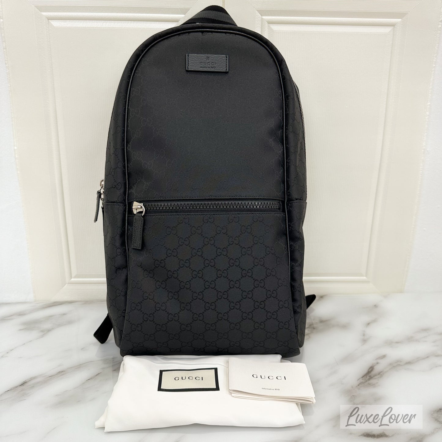 Gucci Monogram Nylon Backpack in Black Canvas