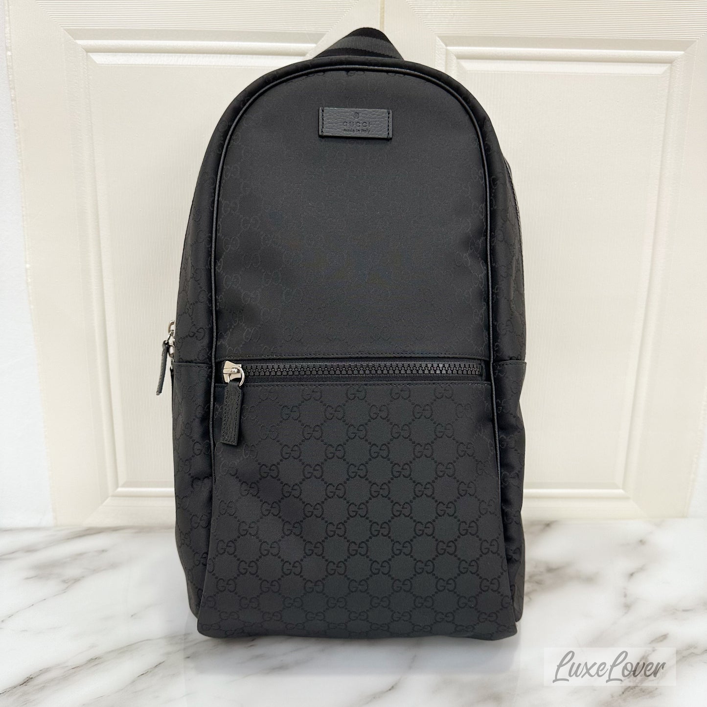 Gucci Monogram Nylon Backpack in Black Canvas