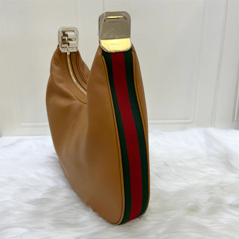 (PayNow$1090) Gucci Hobo Bag in Camel Leather and GHW