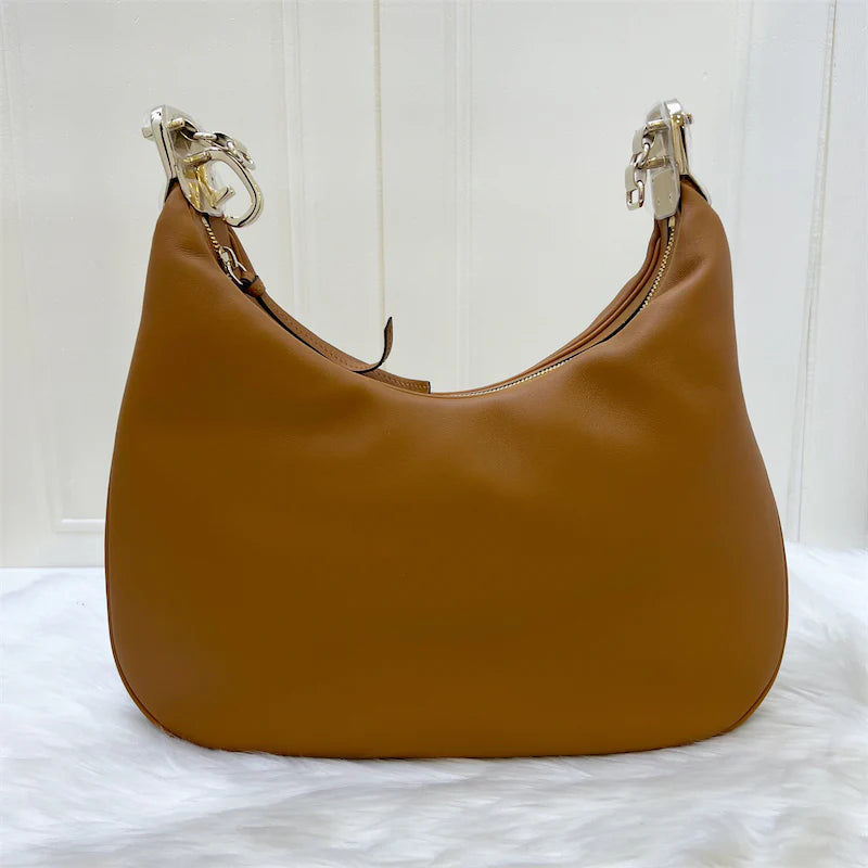 (PayNow$1090) Gucci Hobo Bag in Camel Leather and GHW