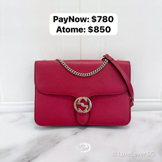 Gucci Interlocking G Shoulder Bag in Red Calfskin GHW