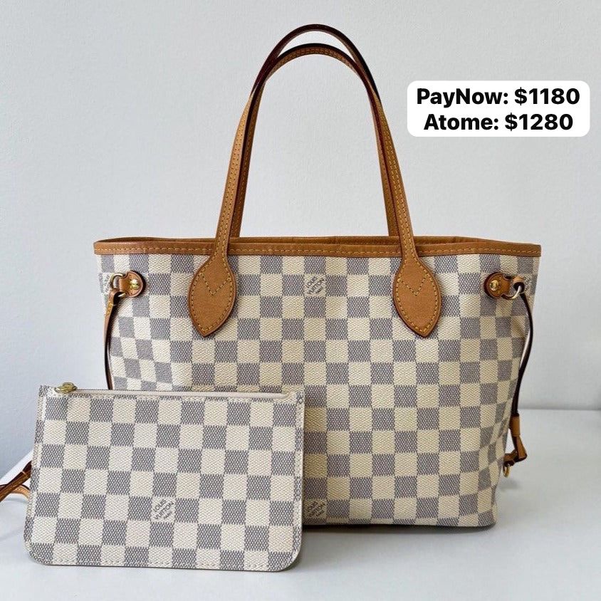 (PayNow$1180) LV Neverfull PM in Damier Azur