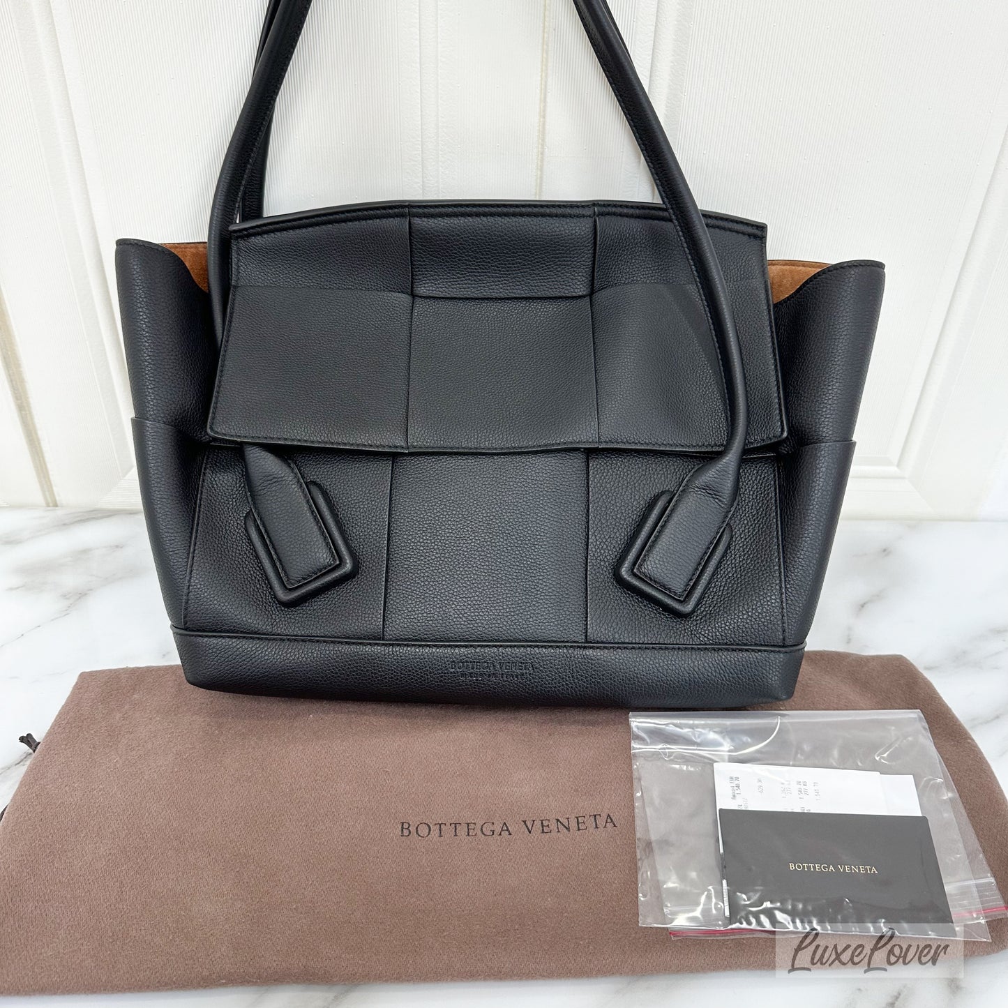 Bottega Veneta Acro Tote Bag in Black Grained Leather and SHW