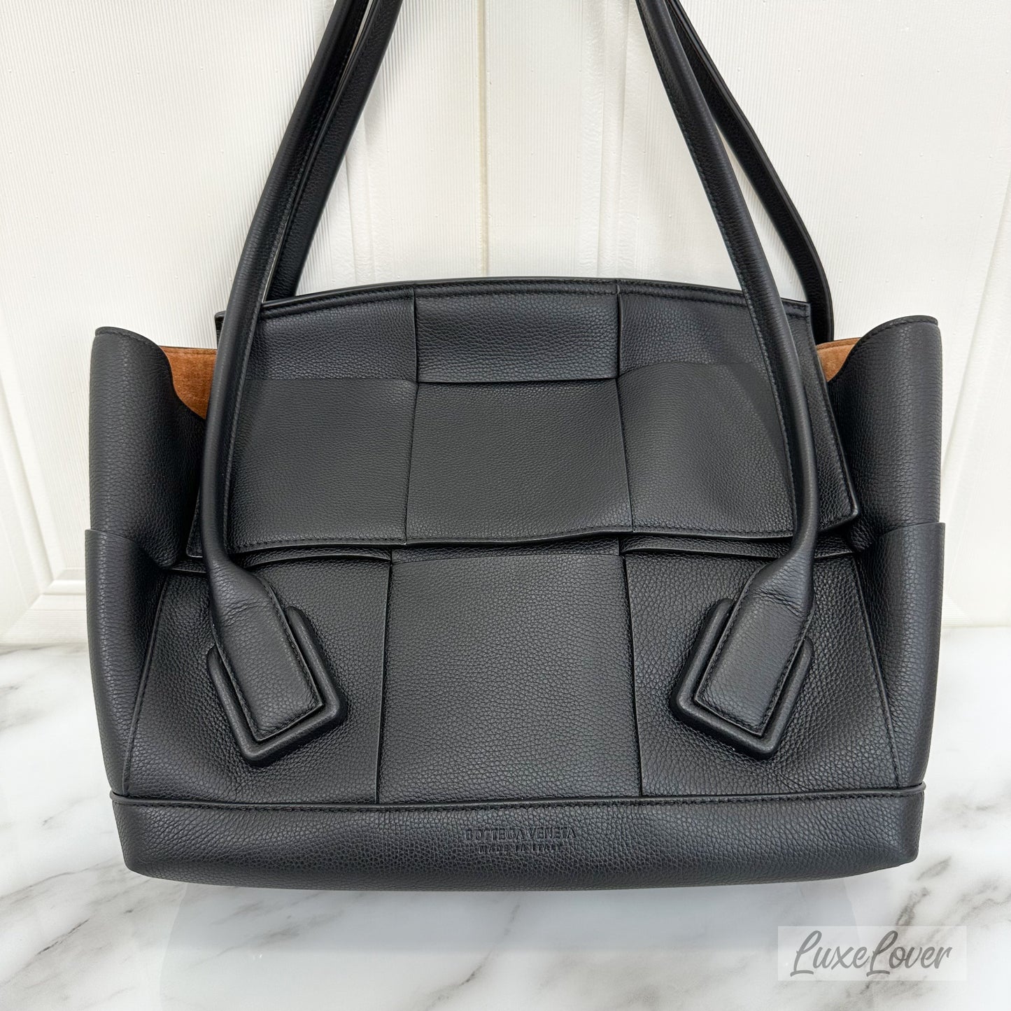 Bottega Veneta Acro Tote Bag in Black Grained Leather and SHW