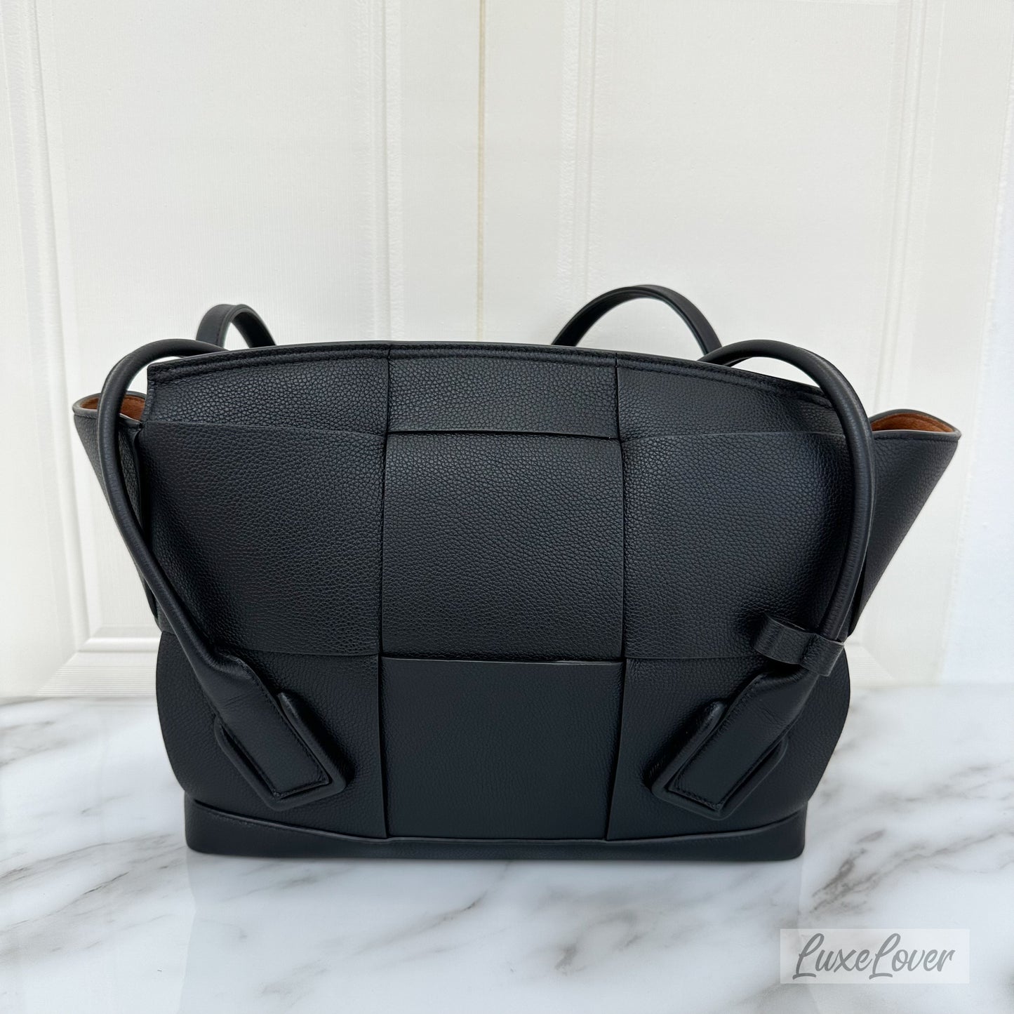 Bottega Veneta Acro Tote Bag in Black Grained Leather and SHW