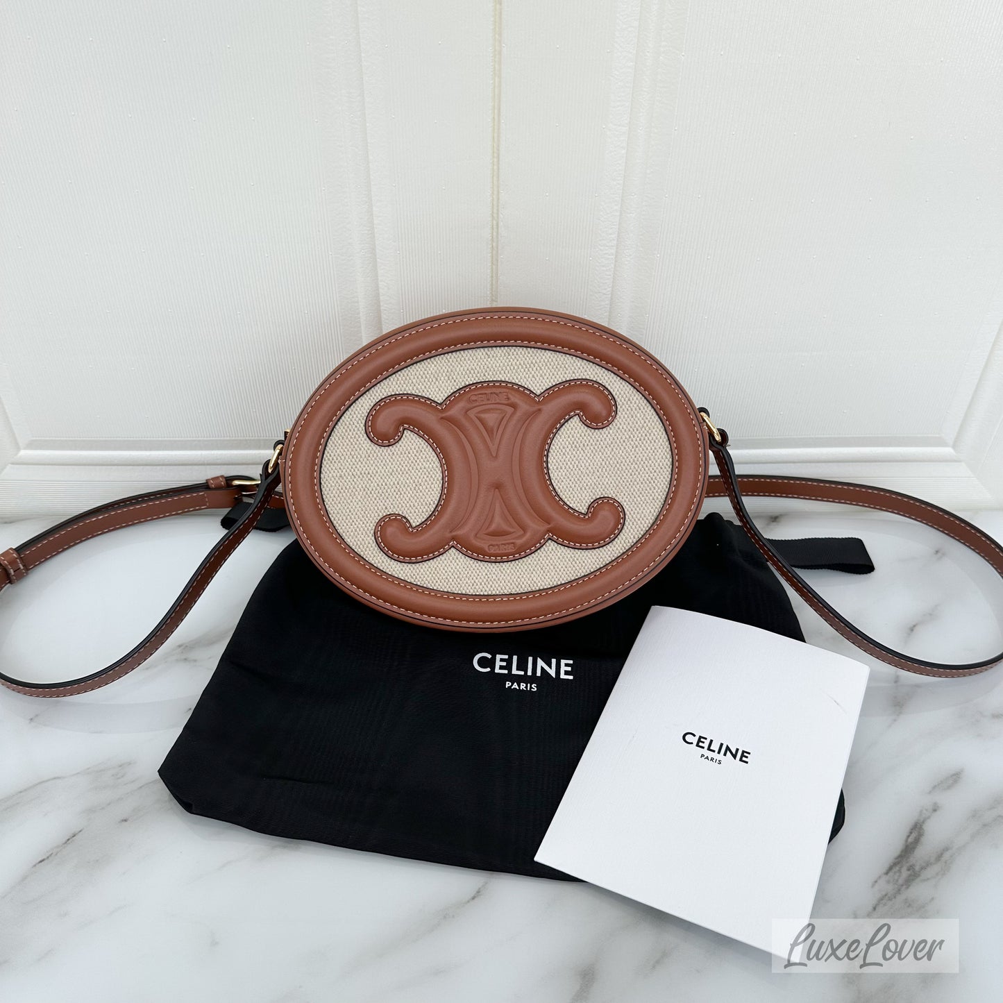 Celine Oval Bag Cuir Triomphe in Cloth and Calfskin GHW