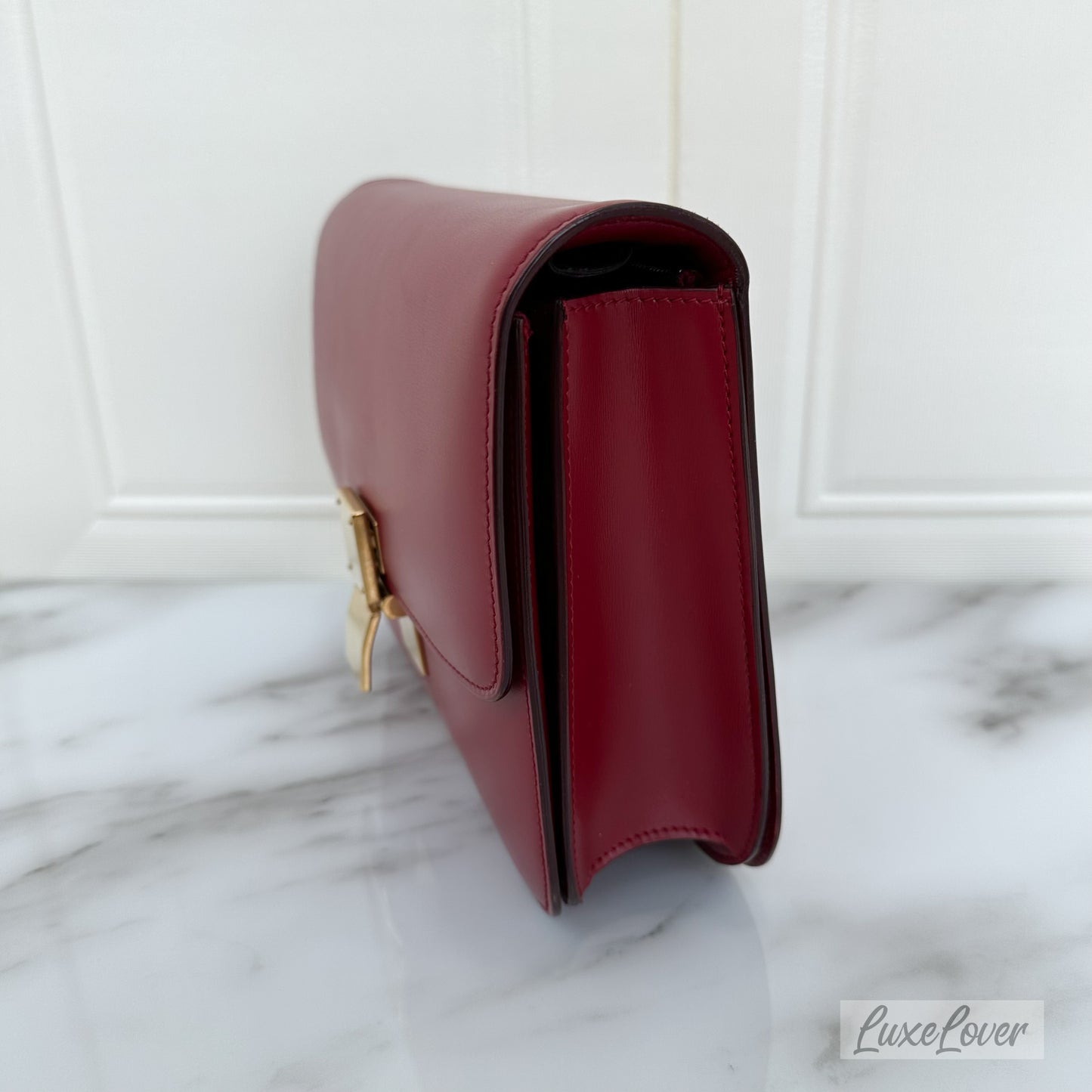 Celine Medium Box Bag in Red Calfskin and GHW