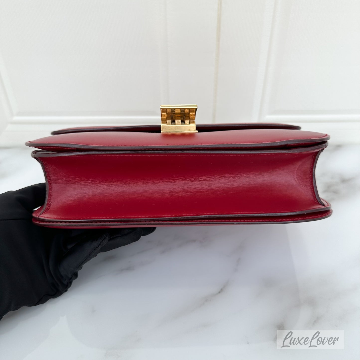 Celine Medium Box Bag in Red Calfskin and GHW